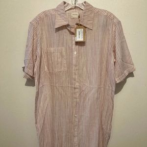 NWT cotton dress / shirt red stripe SMALL